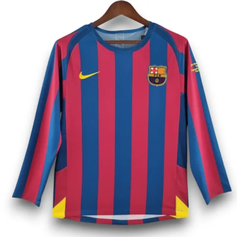 Camiseta Barcelona 2007-2008 Local Manga Larga