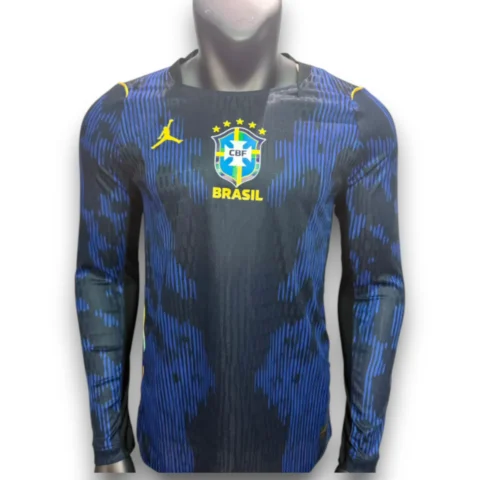 Camiseta Brasil 2026-2027 Visitante Manga Larga - Version Pro Player